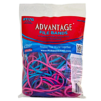 File Bands 4 oz. Bag, #117 (7 Inch (in) x 1/8 Inch (in)) in Pink, Blue and Purple Advantage® File Bands